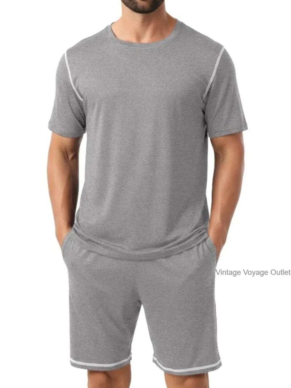 Men’s Pajama Set 2 Piece Summer Lounge Wear with Pockets Rayon Blend